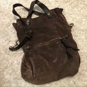 Lucky Brand suede and leather satchel